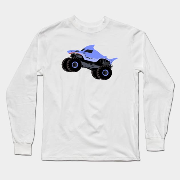 Monster Truck Megalodon Illustration Long Sleeve T-Shirt by KAM Std